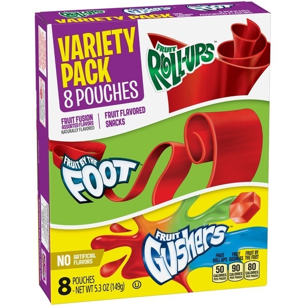 Betty Crocker Fruit Roll-Ups/Fruit Gushers/Fruit by the Foot Variety Pack 8x149gr