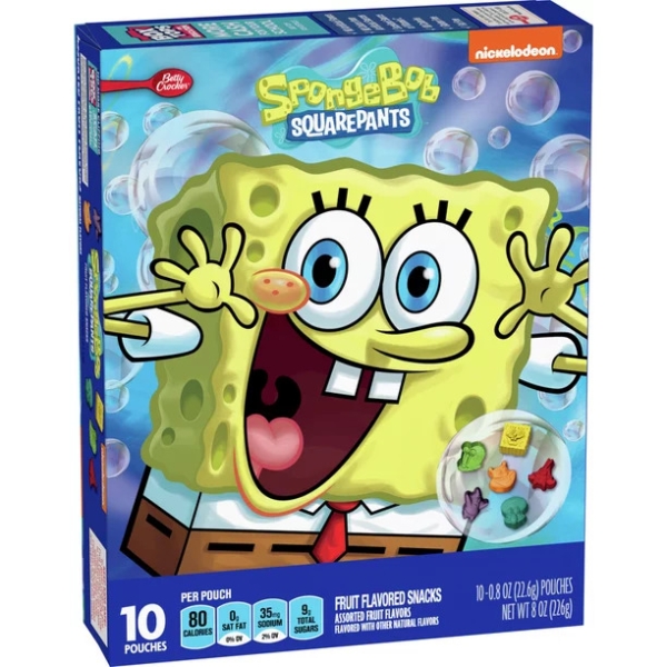 Betty Crocker Sponge Bob Fruit Flavored Snacks 8x226gr