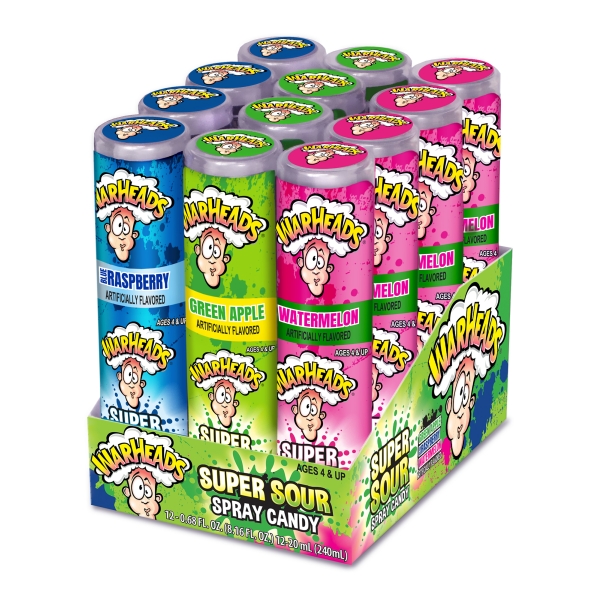 Warheads Super Sour Spray Candy - Raspberry. Watermelon. Apple 12x20ml