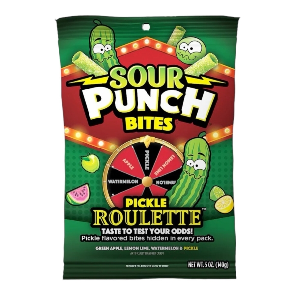 Sour Punch Bites Pickle Roulette (peg bag) 12x140gr