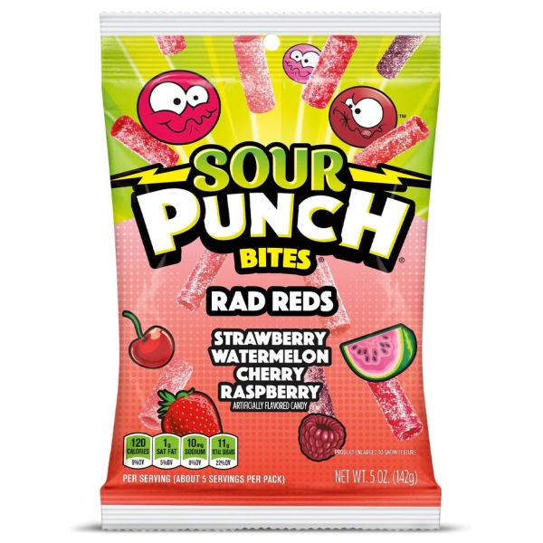 Sour Punch Rad Reds Bites (peg bag) 12x140gr