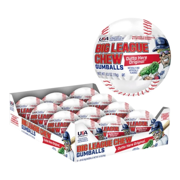 Big League Chew Outta Here Baseball with sticker 12x18gr