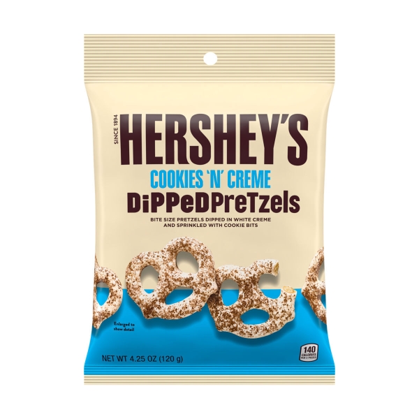 Hershey's Cookies 'n' Creme Dipped Pretzels Peg Bag 12x120gr