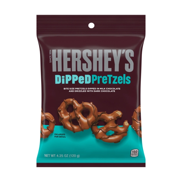 Hershey's Milk Chocolate Dipped Pretzels Peg Bag 12x120gr
