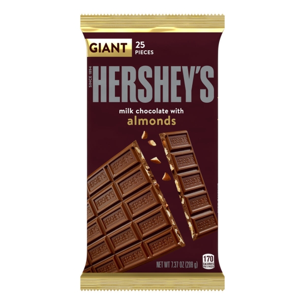 Hershey's Milk Chocolate With Almonds Giant Bar 12x208gr