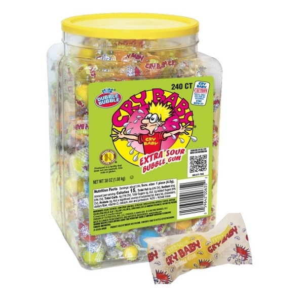Cry Baby Extra Sour Bubble Gum Jar (240ct) 8x1.247gr