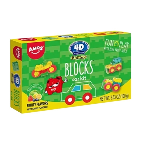 Amos 4D Fruit Gummy Blocks Car Kit (theaterbox) 12x100gr