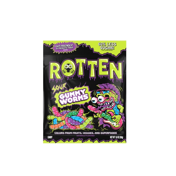 Rotten Sour Gummy Worms 8x50gr